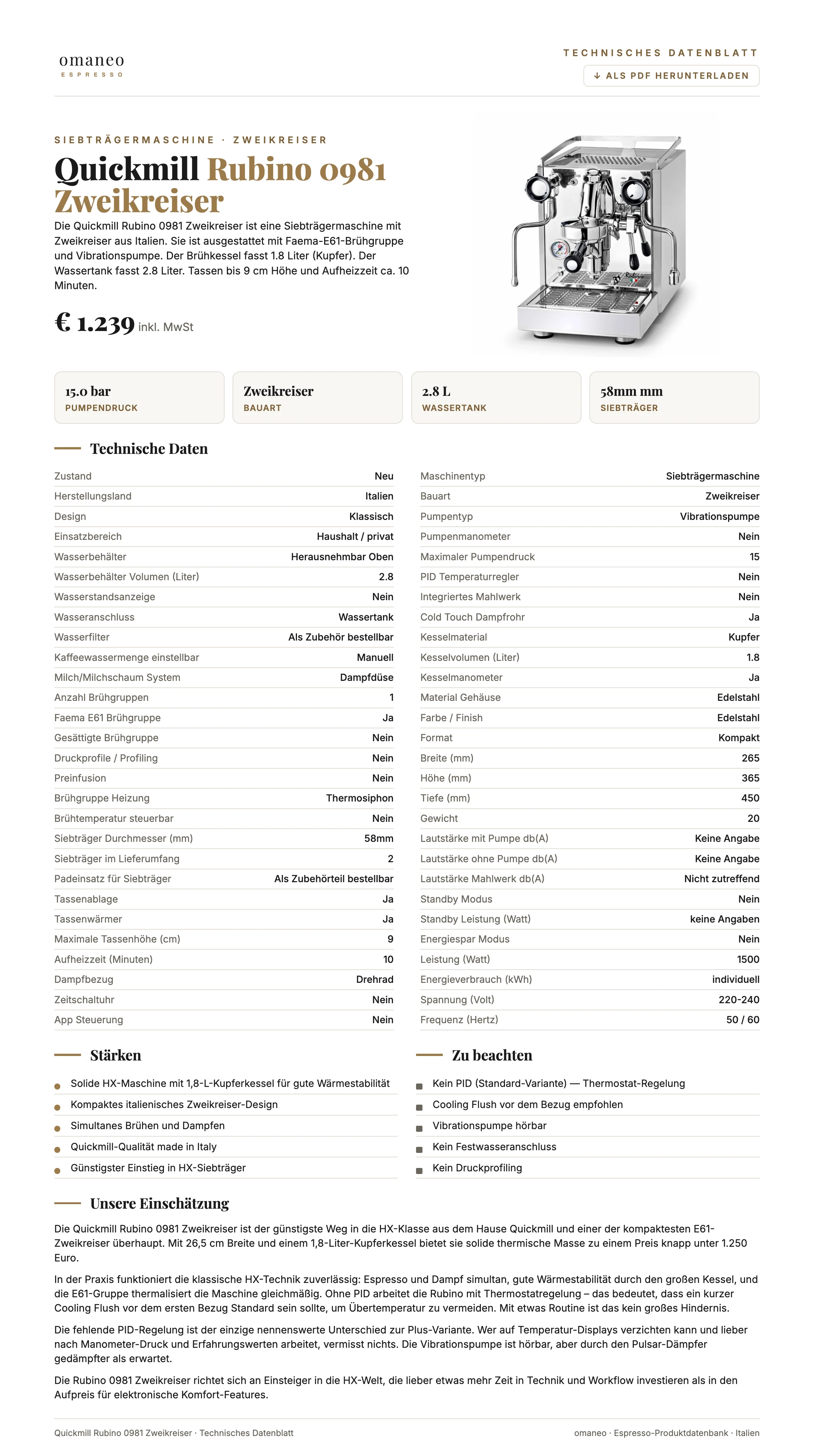 Technisches Datenblatt Rubino 0981 Zweikreiser