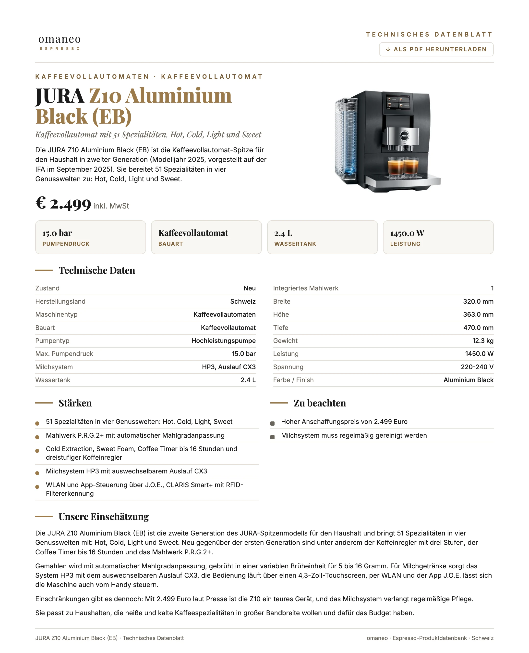 Technisches Datenblatt Z10 Aluminium Black (EB)