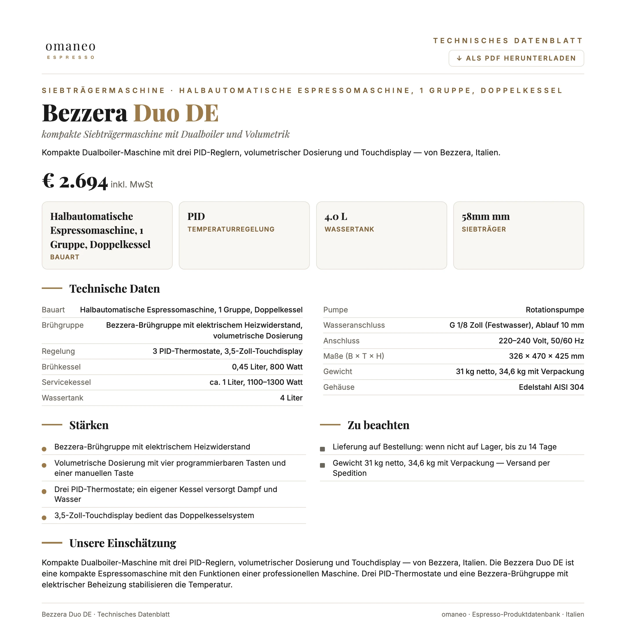 Technisches Datenblatt Duo DE