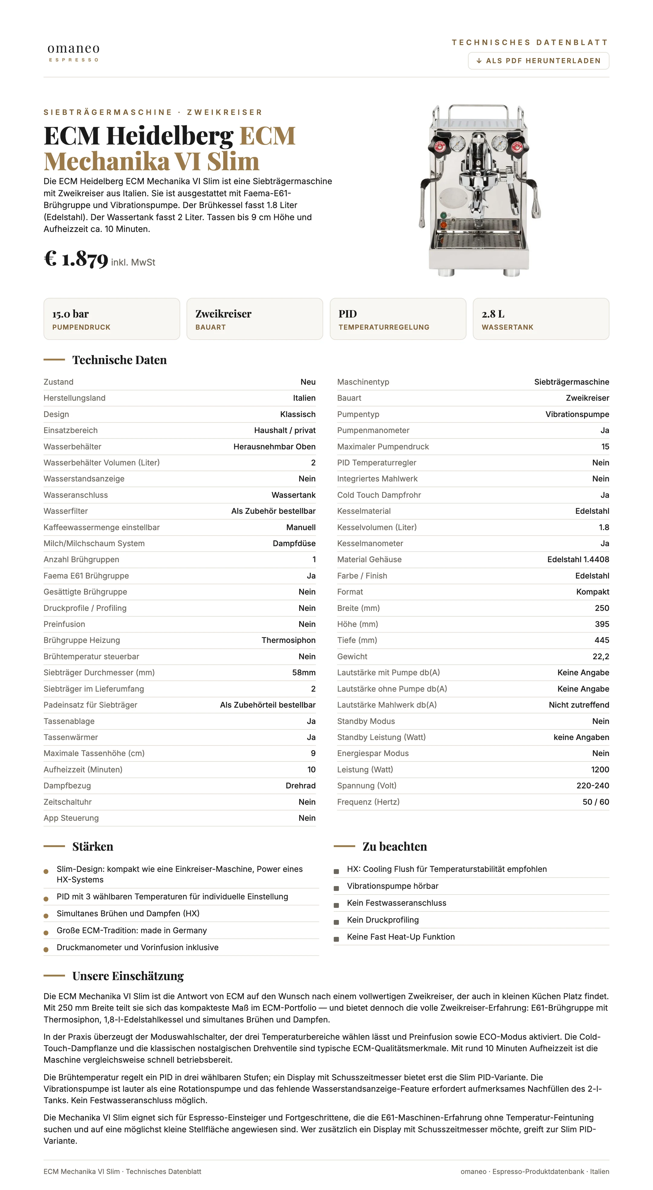 Technisches Datenblatt ECM Mechanika VI Slim