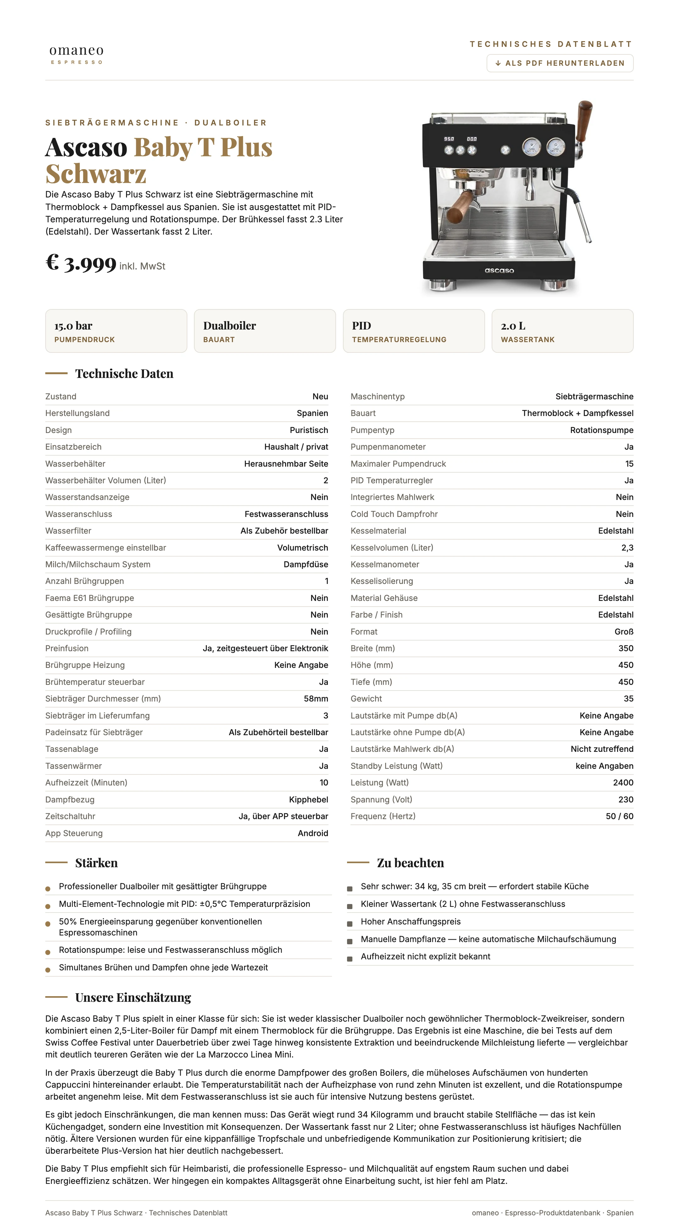 Technisches Datenblatt Baby T Plus Schwarz