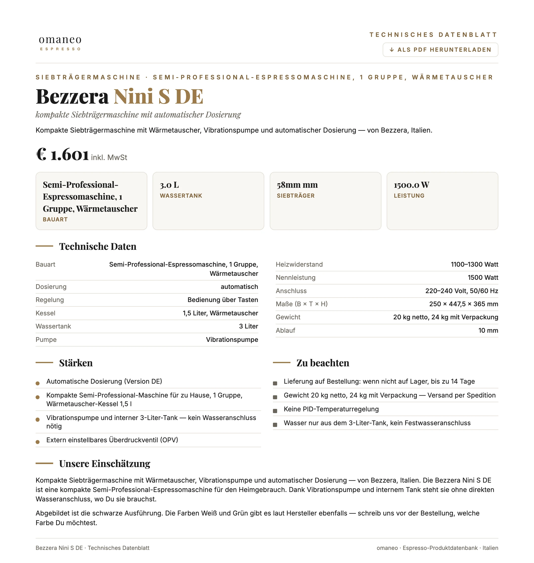Technisches Datenblatt Nini S DE