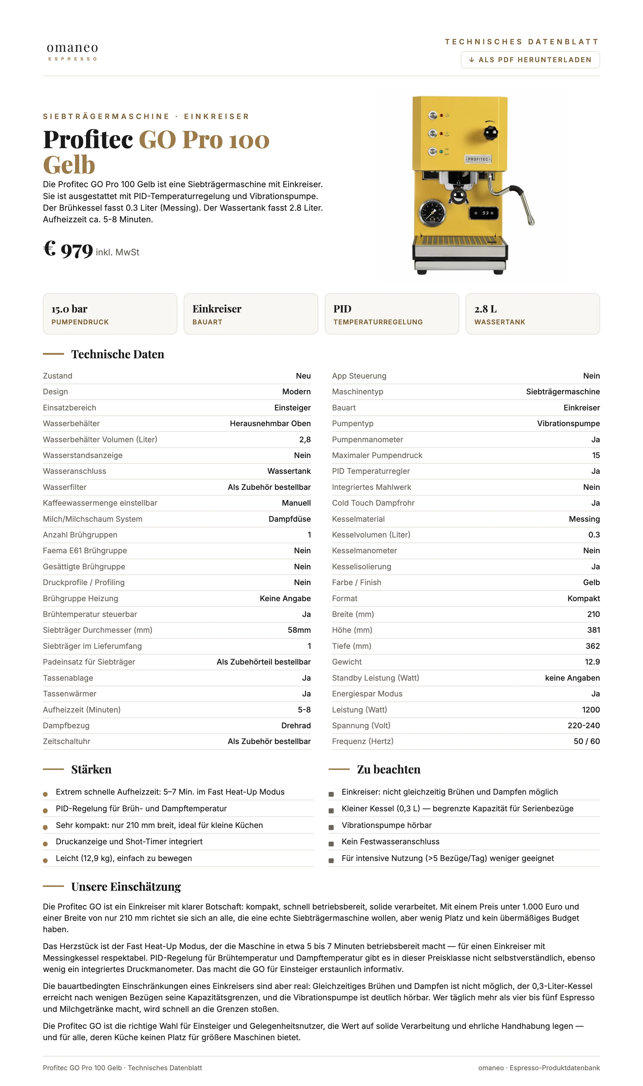 Technisches Datenblatt GO Pro 100 Gelb