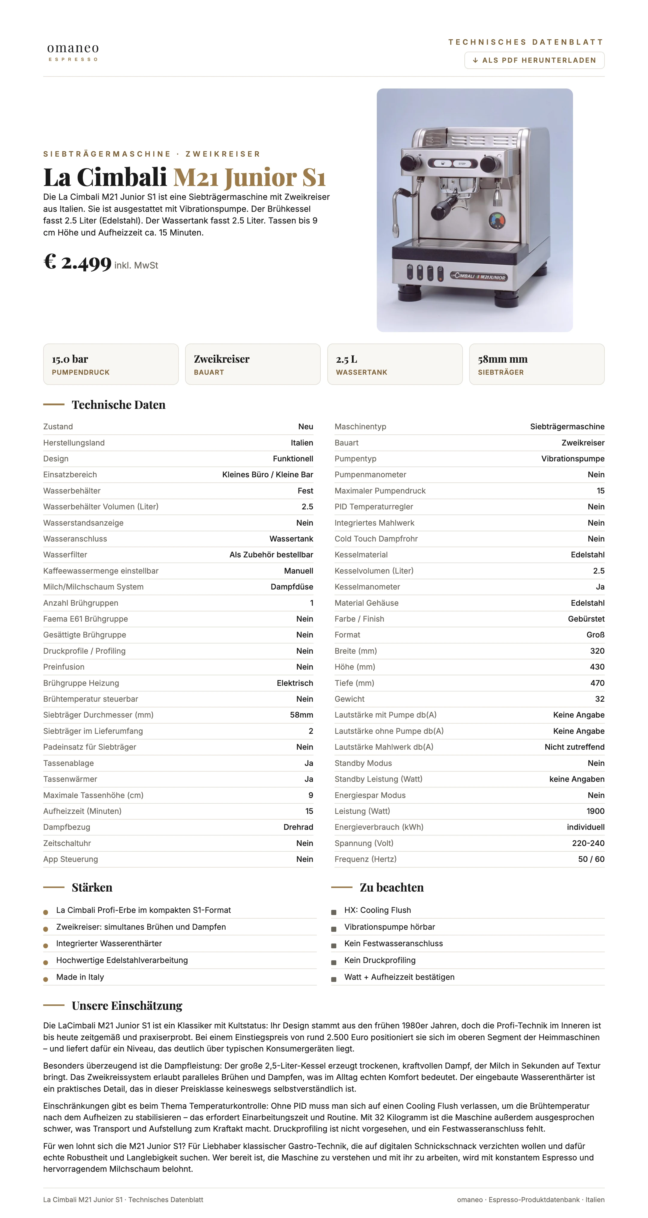 Technisches Datenblatt M21 Junior S1