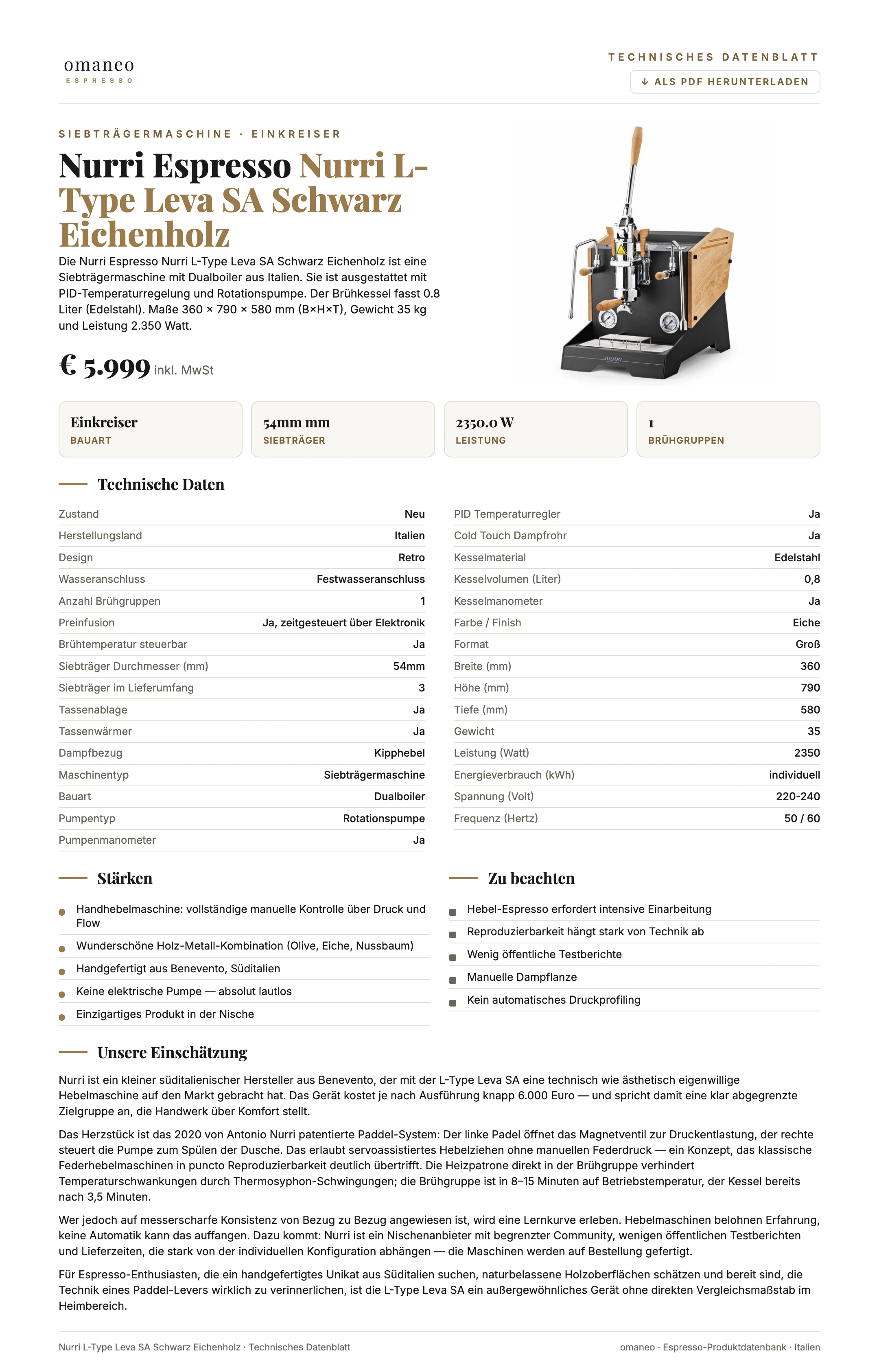 Technisches Datenblatt Nurri L-Type Leva SA Schwarz Eichenholz