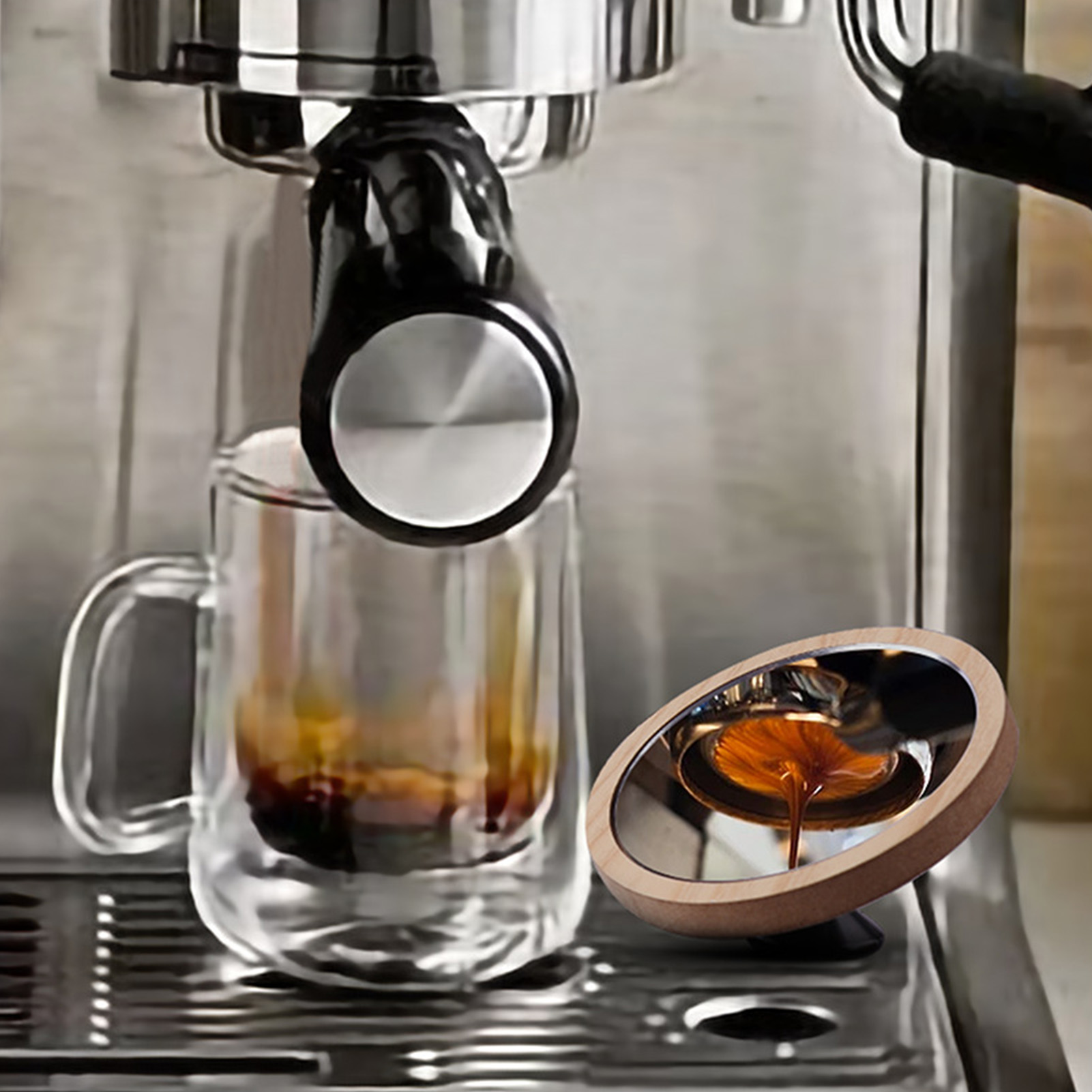 Espresso-Shot-Spiegel · Holzrahmen mit Magnet-Gelenkfuß – Bild 4