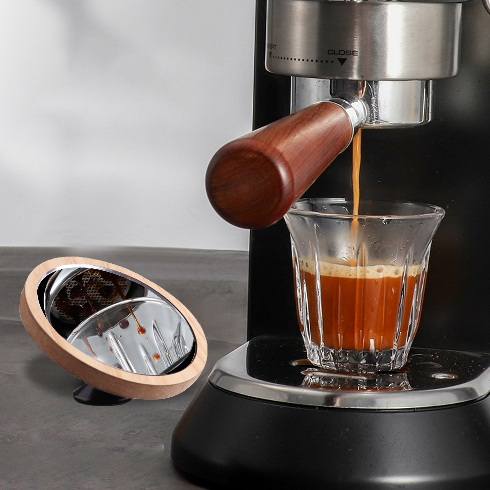 Espresso-Shot-Spiegel · Holzrahmen mit Magnet-Gelenkfuß – Bild 6