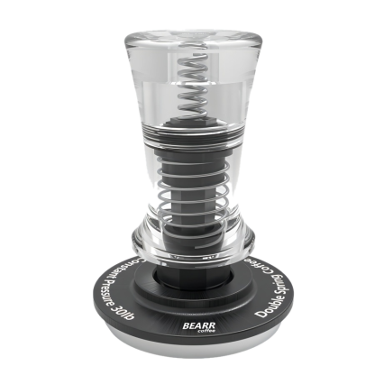 Espresso-Tamper 58 mm · Doppelfeder, transparent (konstanter Anpressdruck)