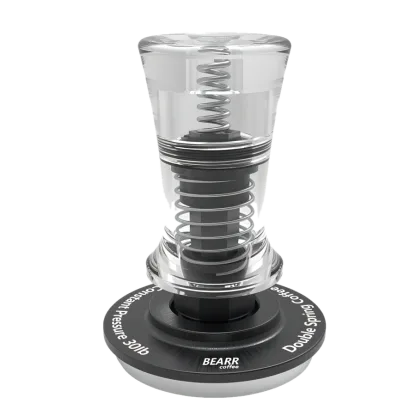 Espresso-Tamper 58 mm · Doppelfeder, transparent (konstanter Anpressdruck)