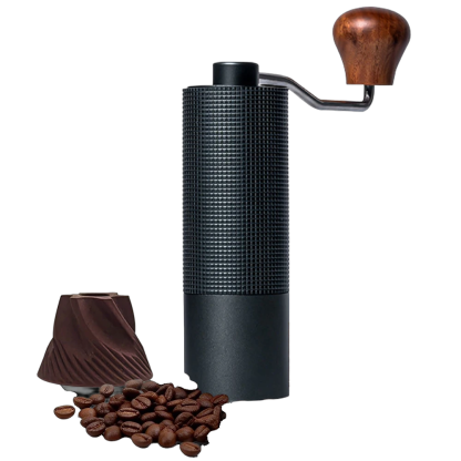 Handkaffeemühle · Aluminium mit Holzknauf, Keramik-Kegelmahlwerk