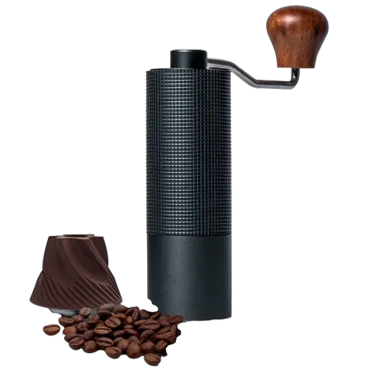 Handkaffeemühle · Aluminium mit Holzknauf, Keramik-Kegelmahlwerk