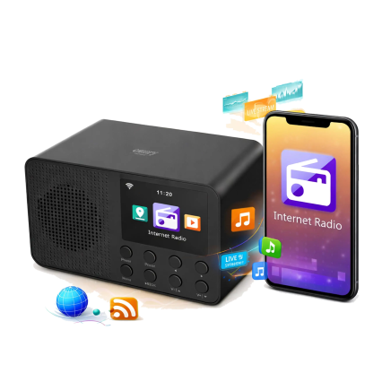 Internetradio mit Bluetooth 5.3 und 25.000 Sendern, APP-Steuerung, TFT 2,4-Zoll-Display und Weckerfunktion
