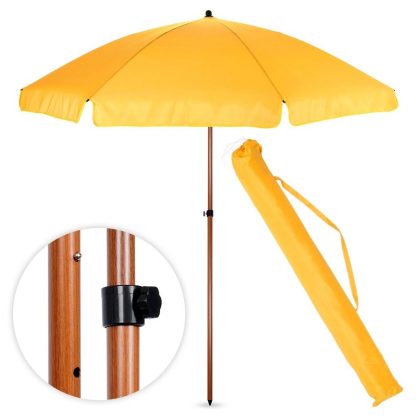 Sonnenschirm 220 cm · Stiel in Holzoptik, gelb