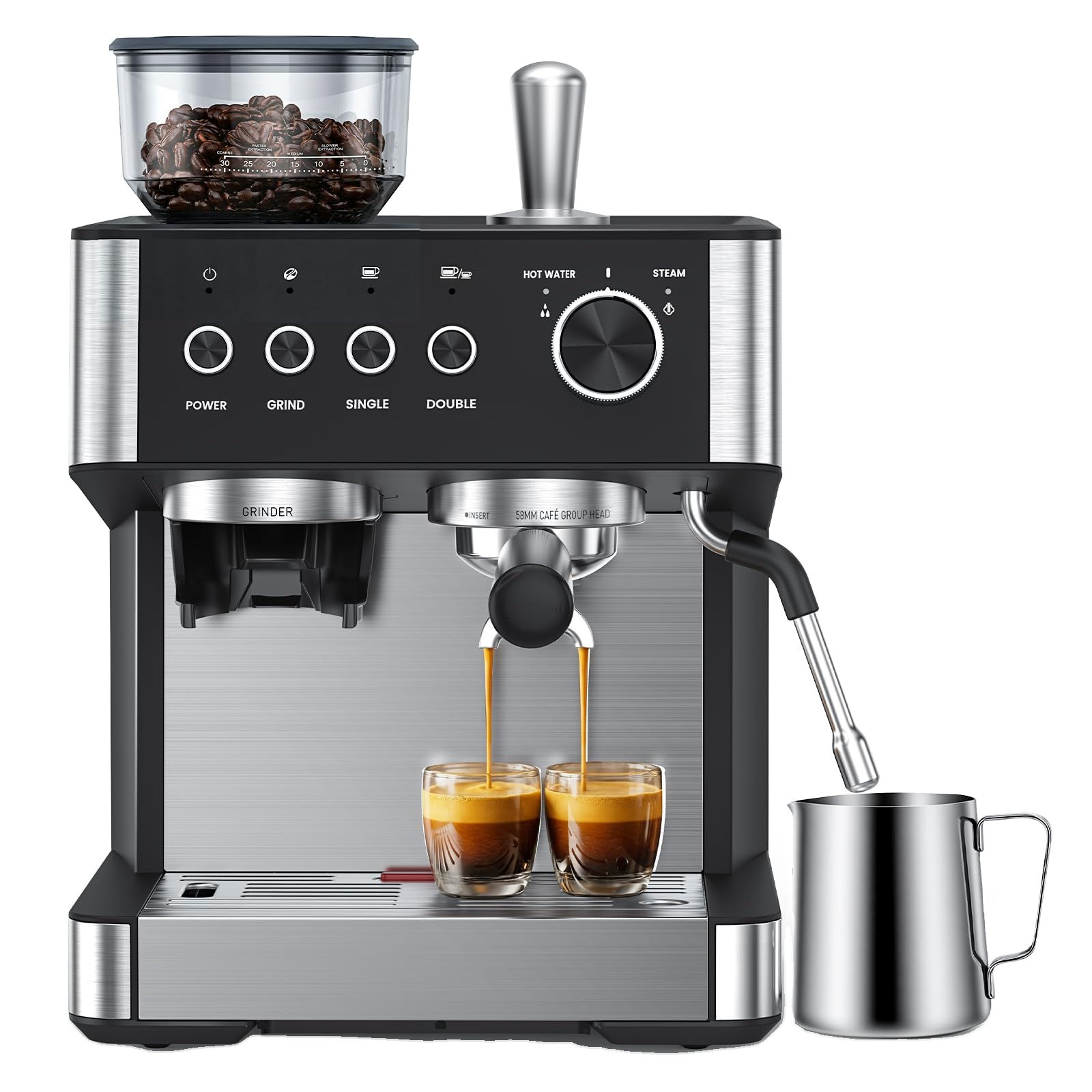 COWSAR Espressomaschine mit Mahlwerk, freigestellt
