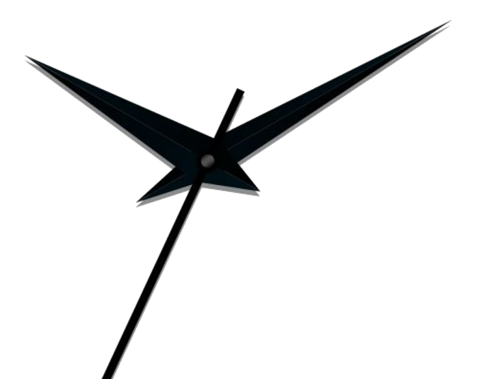 Schwarze Stunden-, Minuten- und Sekundenzeiger der Uhr